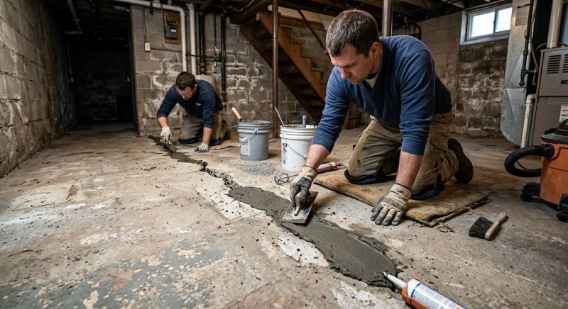 Cracked Basement Floor Repair in Florham Park, NJ