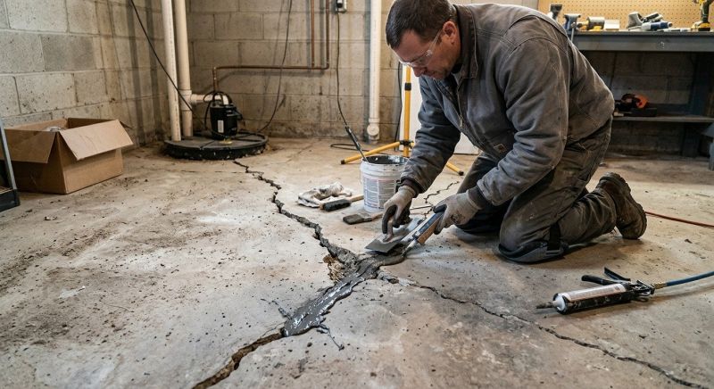 Cracked Basement Floor Repair in Florham Park, NJ